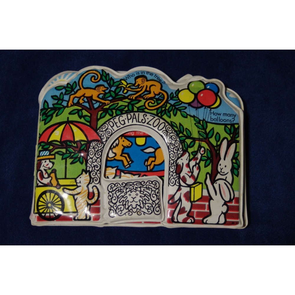 Vintage 80s Johnson &‎ Johnson Peg Pals Zoo Water Bath Book EUC Rare HTF